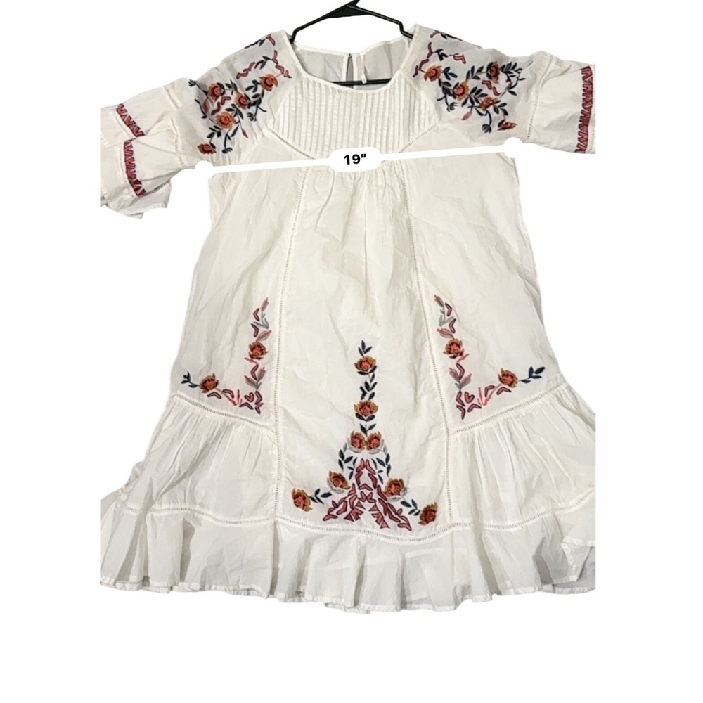 Free People Floral Embroidered Ruffle Sleeve Mini Dress Bell Small Romantic - Picture 3 of 12